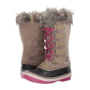 Sorel Joan Of Arctic Weather Taupe Lace Up Suede Faux Fur Winter Snow Boots 5.5